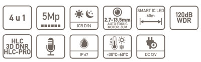 specifikacija HAC-HDW2501TMQ-Z-A